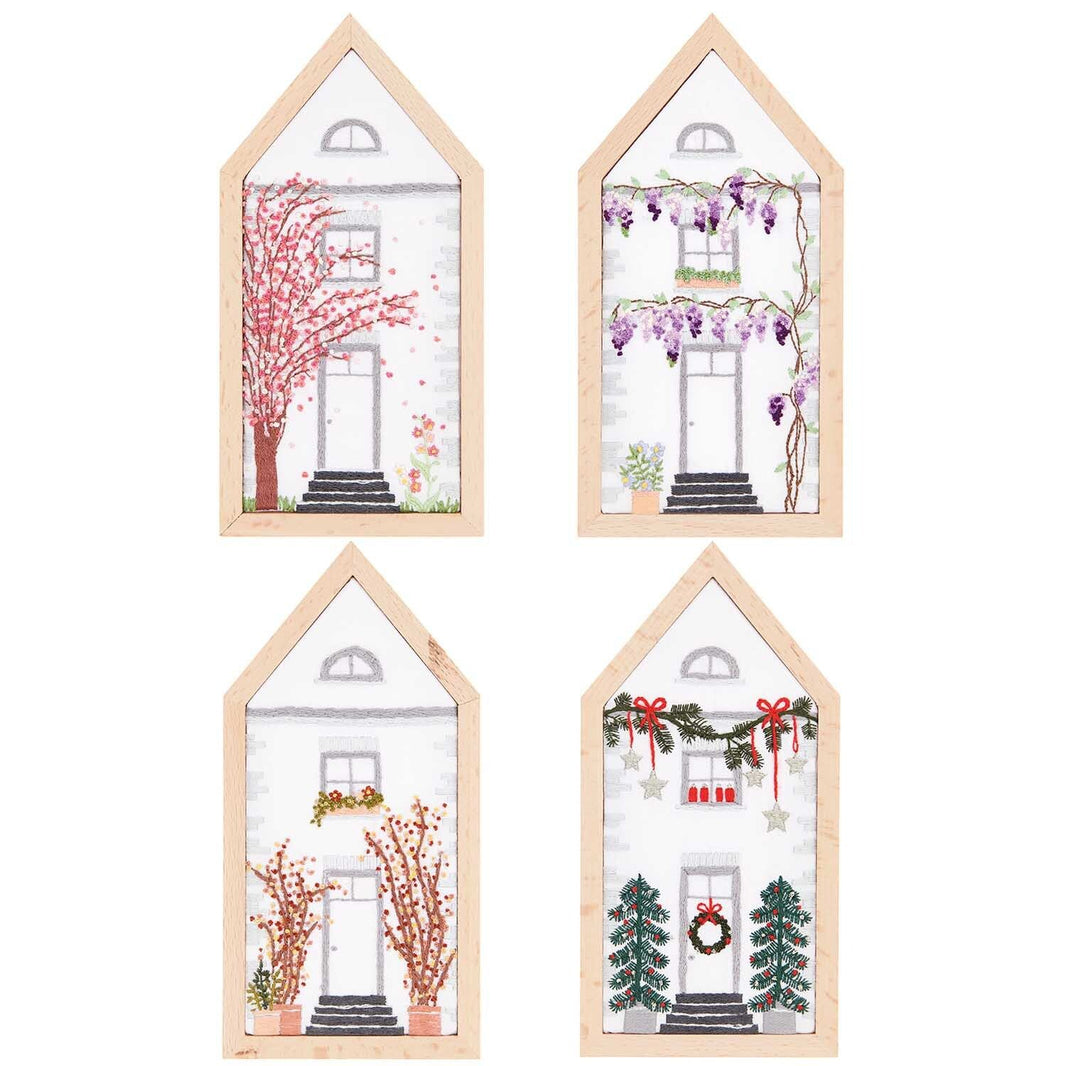 Stickset - Häuser Vier Jahreszeiten - vergezeichnet - Rico Design