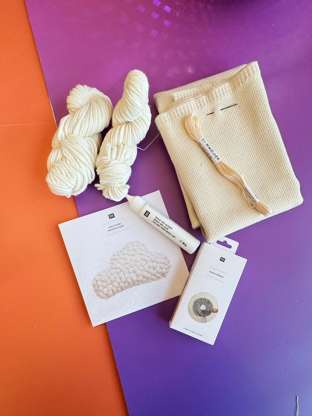 Punch Needle Set - Kissen - Wolke - inkl. Punch Needle - Rico Design