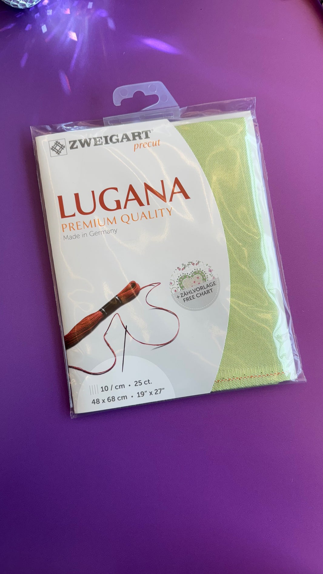 Zähl-/Stickstoff - Baumwolle/Modal - "Lugana" - hellgrün (3835/140) - Zweigart