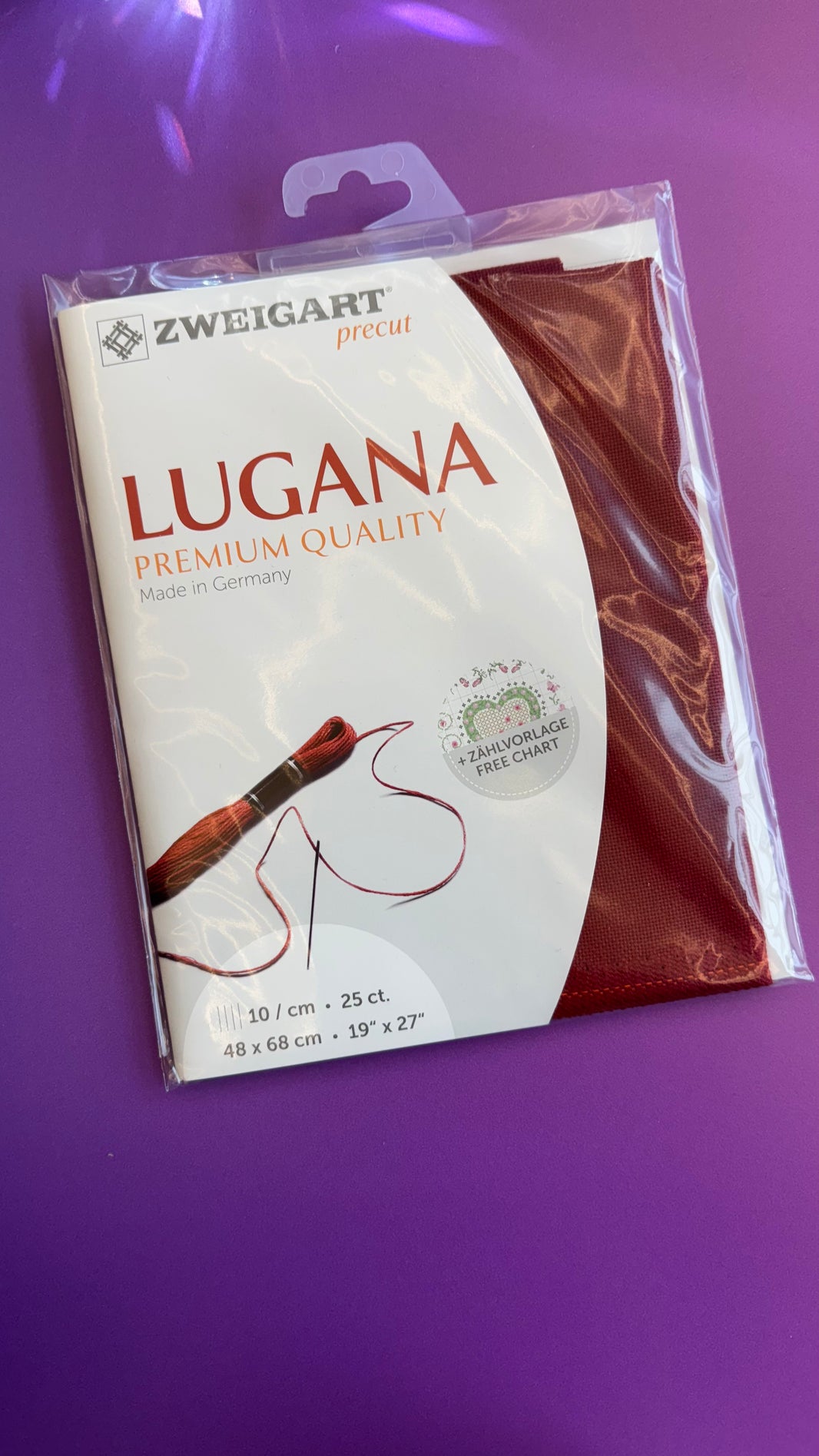 Zähl-/Stickstoff - Baumwolle/Modal - "Lugana" - dunkelrot (3835/906) - Zweigart