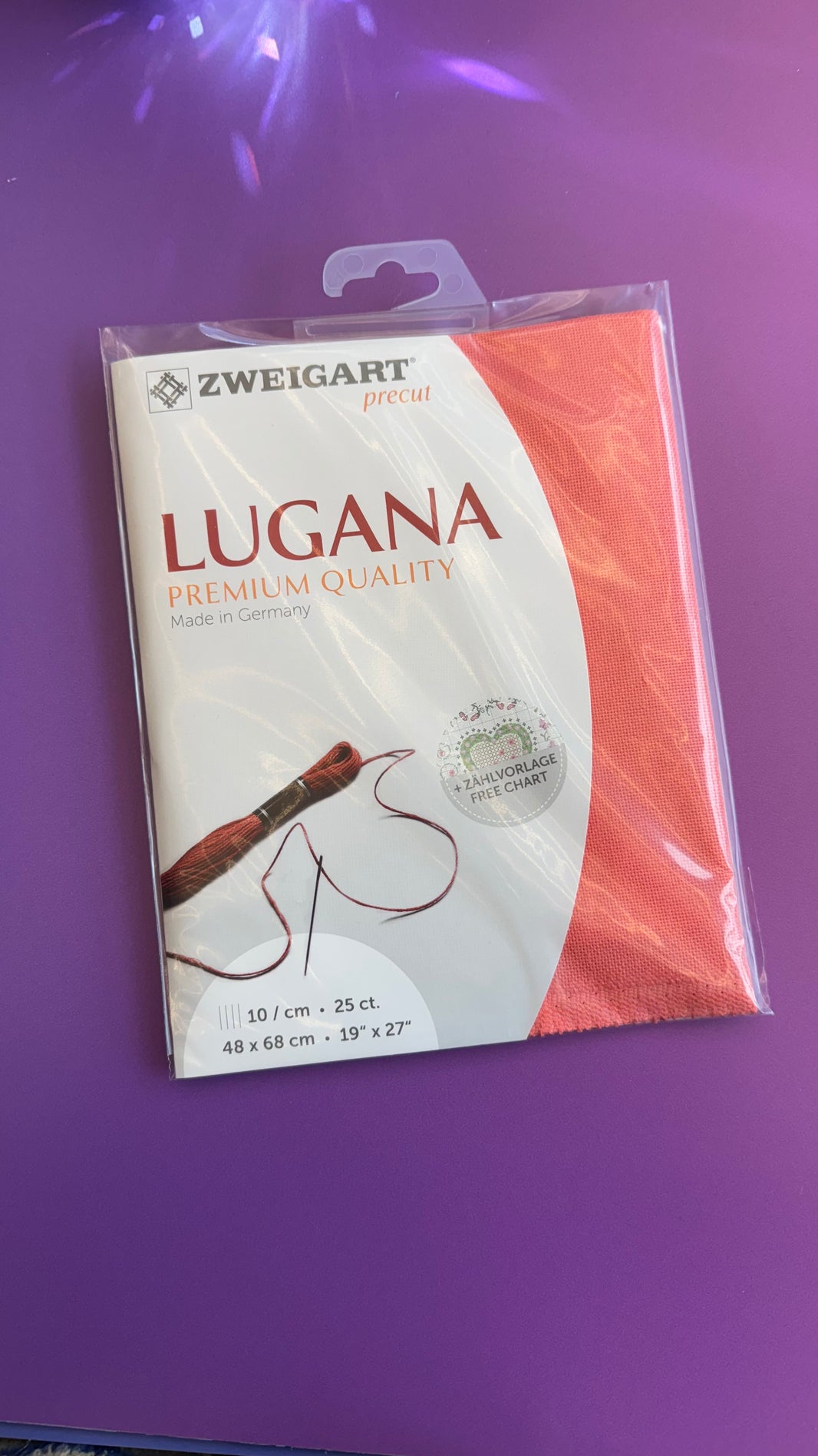 Zähl-/Stickstoff - Baumwolle/Modal - "Lugana" - Koralle (3835/4018) - Zweigart