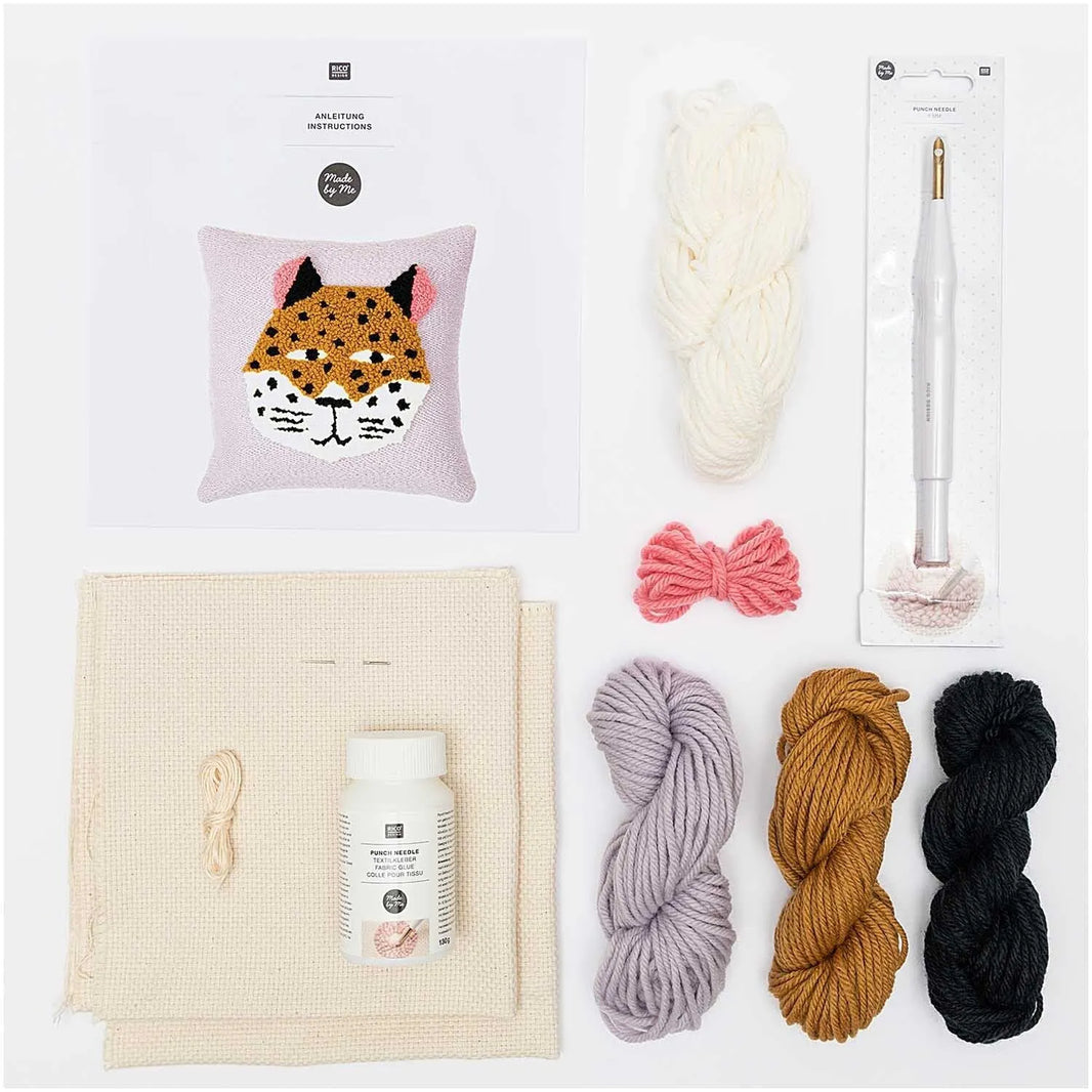 Punch Needle Set - Kissen - Leopard - inkl. Punch Needle - Rico Design