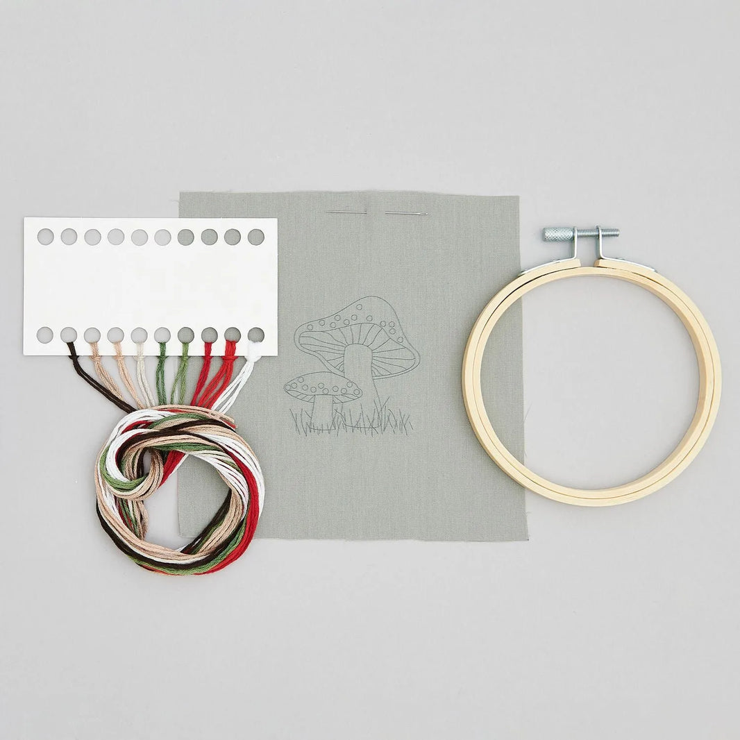 Stickset - kleine Pilze - vorgezeichnet - Ø10cm - Rico Design