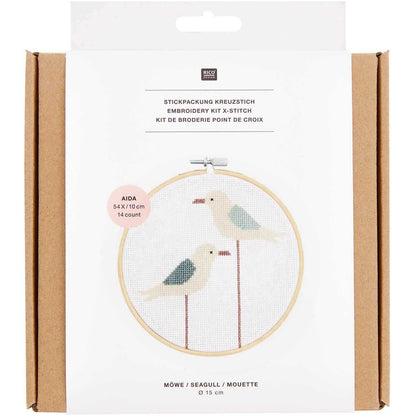 Embroidery Set -  Seagul - Crossstitch - 15cm - Rico Design
