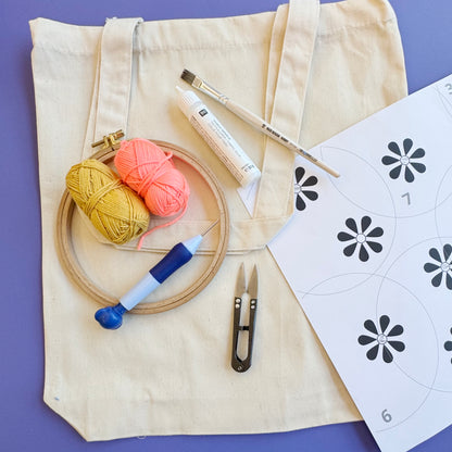 Punch Needle Set - Blümchen Tasche - Craftinglove