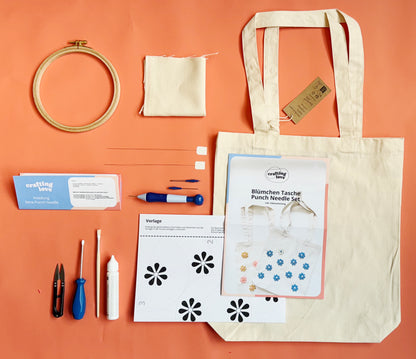 Punch Needle Set - Blümchen Tasche - Craftinglove