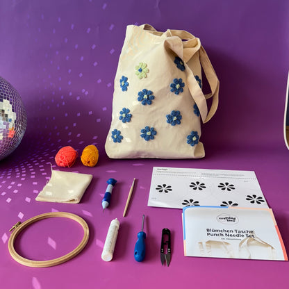 Punch Needle Set - Blümchen Tasche - Craftinglove