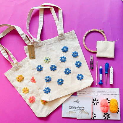 Punch Needle Set - Blümchen Tasche - Craftinglove