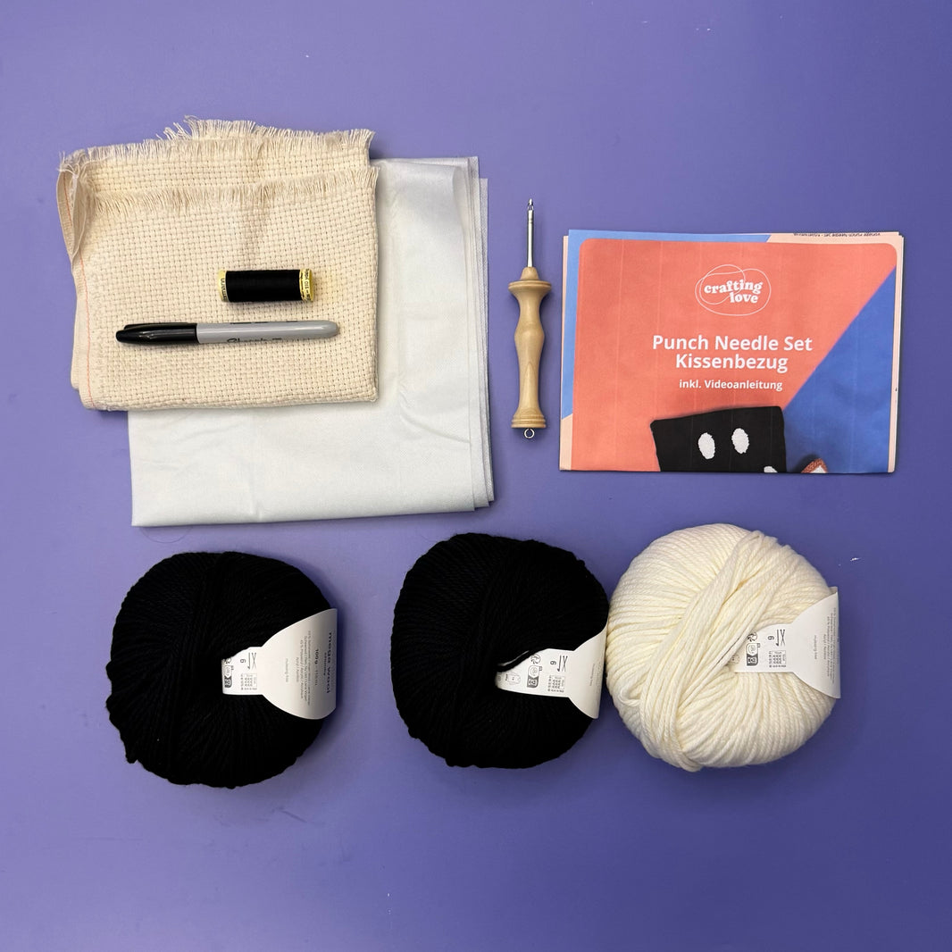 Punch Needle Set - Pillowcase - Smiley - Craftinglove - Deutsch