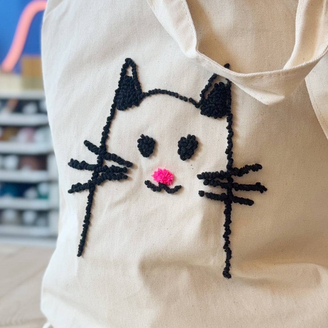 Cat Pattern - Punch Needle Bag - Craftinglove