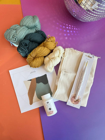 Punch Needle Set - Kissen - Abstract Grün - inkl. Punch Needle - Rico Design