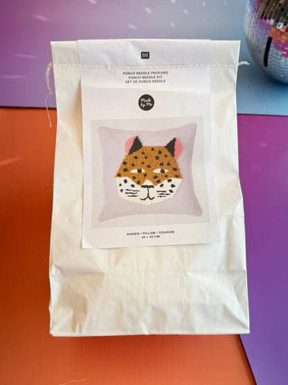 Punch Needle Set - Kissen - Leopard - inkl. Punch Needle - Rico Design