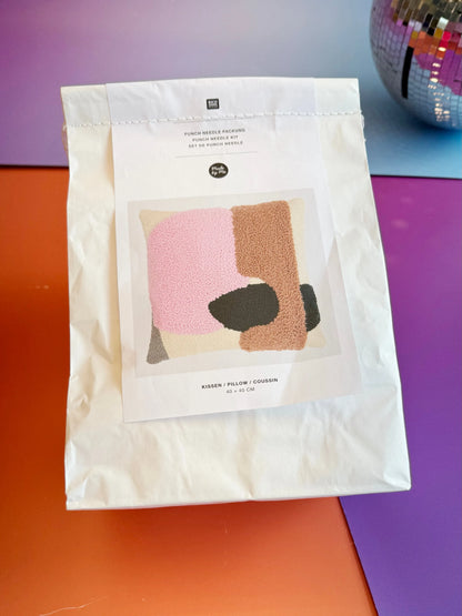 Punch Needle Set - Pillow - Abstract Rosa - incl. Punch Needle - Rico Design