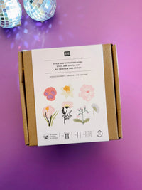 Embroidery kit spring flowers, with template, Futschikato, Rico
