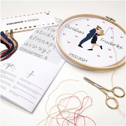 Embroidery Set - Lovebirds - Crossstitch - 20cm - Figurico - Rico Design