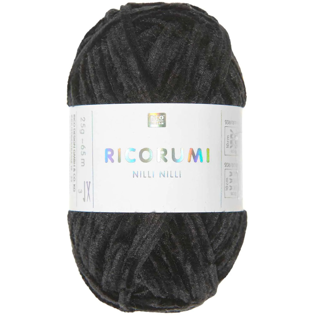 Chenille Yarn - 25g - schwarz - 027 - Creative Ricorumi Nilli Nilli - Rico Design