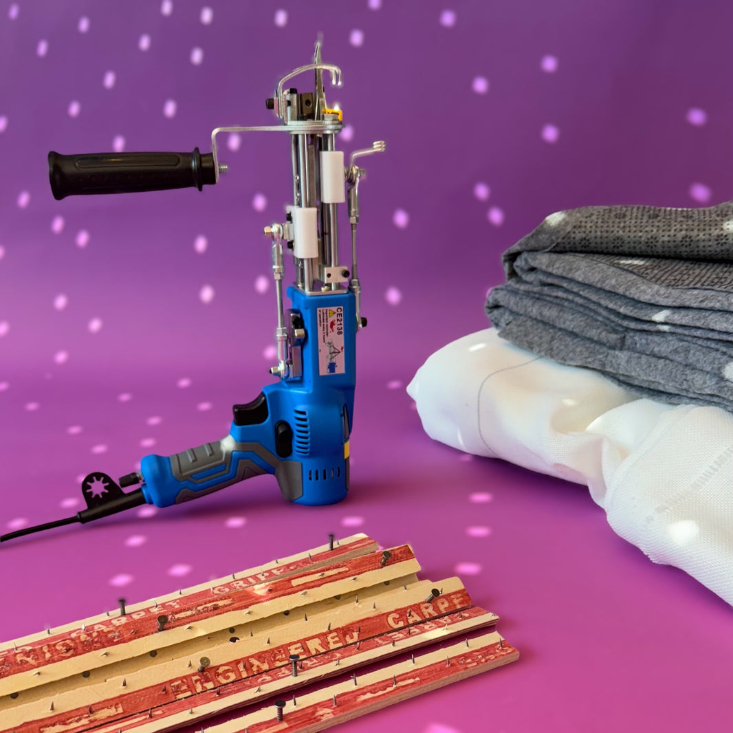 Tufting Starter Basic Set – AK-V Cut Pile Tufting Machine - Carpet Grippers - Premium Tufting Cloth & Felt