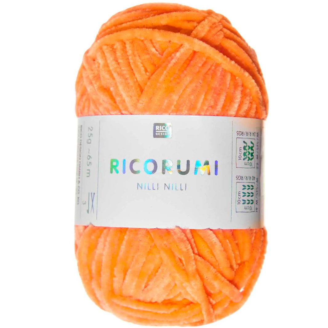 Chenille Yarn - 25g - neon orange - 029 - Creative Ricorumi Nilli Nilli - Rico Design