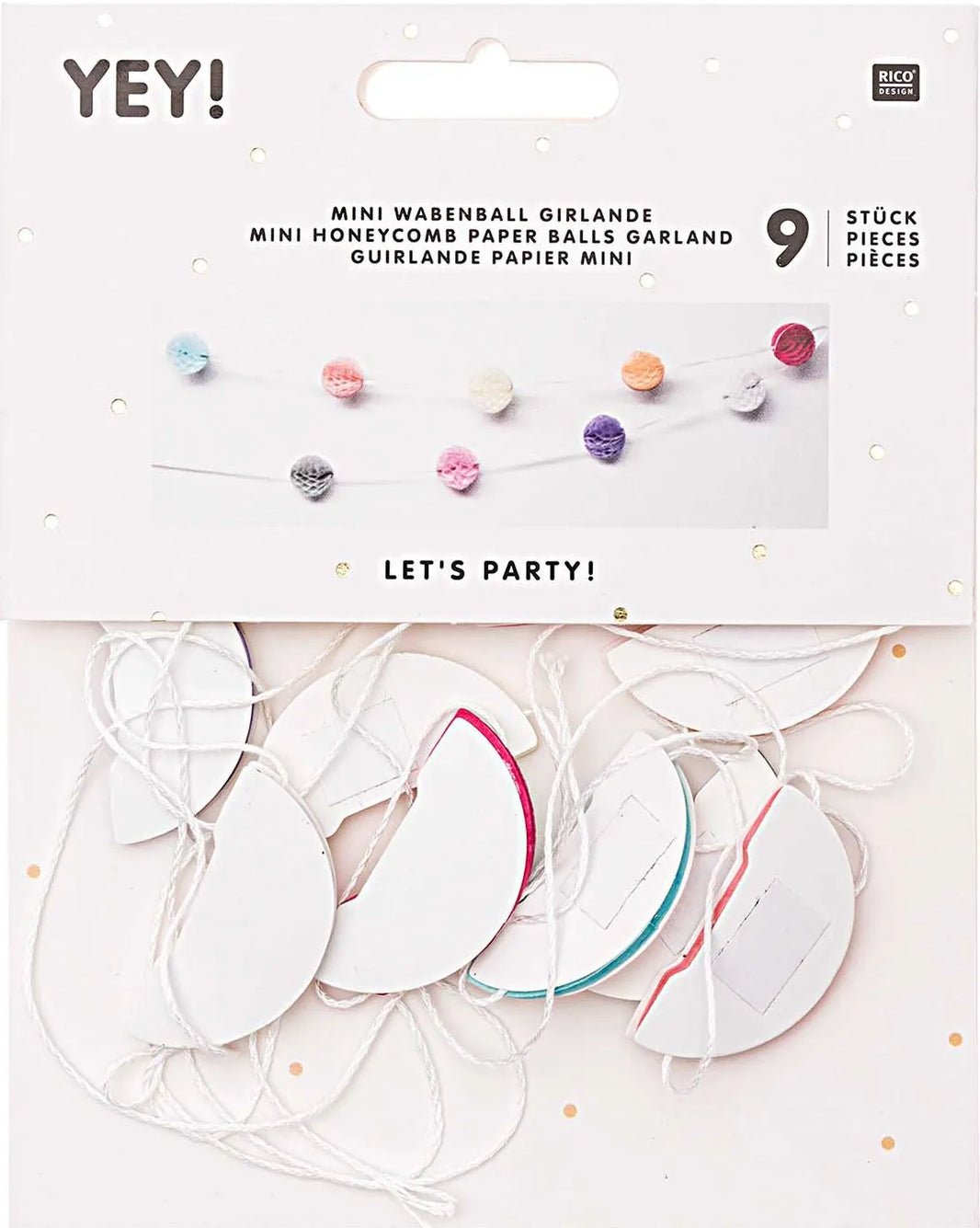 Mini Honeycomb Ball Garland - 2m - pastel - Rico Design