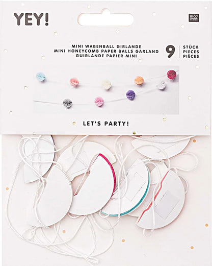 Mini Honeycomb Ball Garland - 2m - pastel - Rico Design