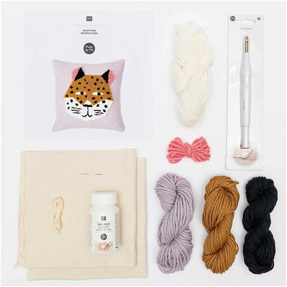 Punch Needle Set - Kissen - Leopard - inkl. Punch Needle - Rico Design