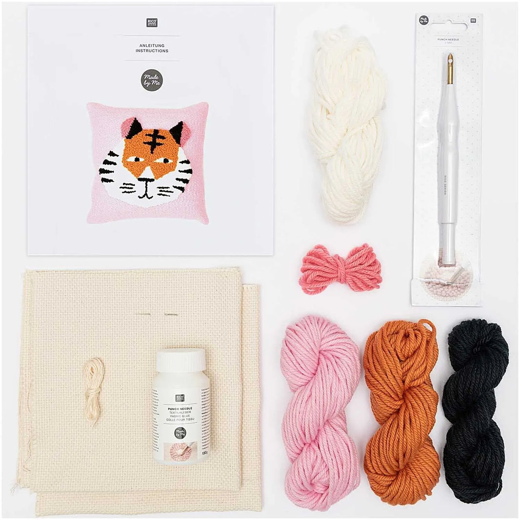 Punch Needle Set - Pillow - Tiger - incl. Punch Needle - Rico Design