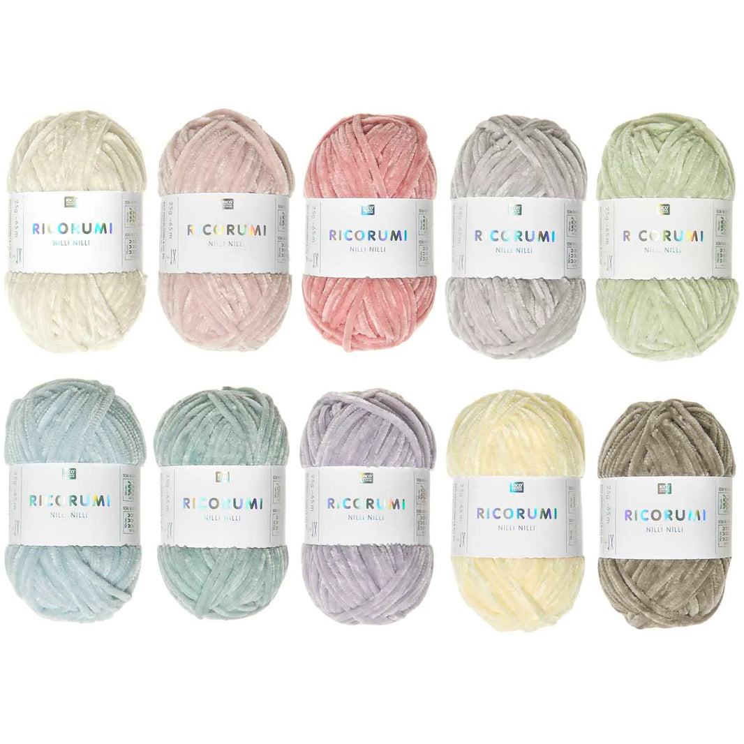 Chenille Yarn - 25g - Set of 10 - pastel - Creative Ricorumi Nilli Nilli - Rico Design