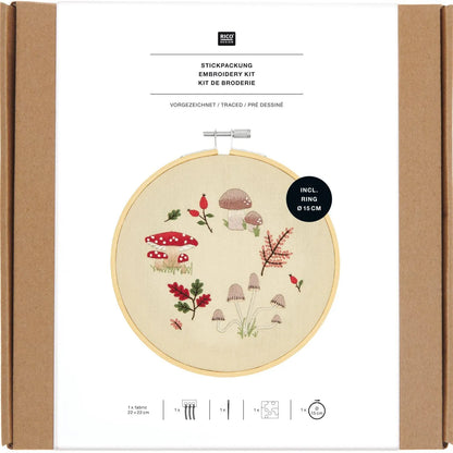 Stickset - Pilzkranz - vorgezeichnet - Ø 15cm - Rico Design