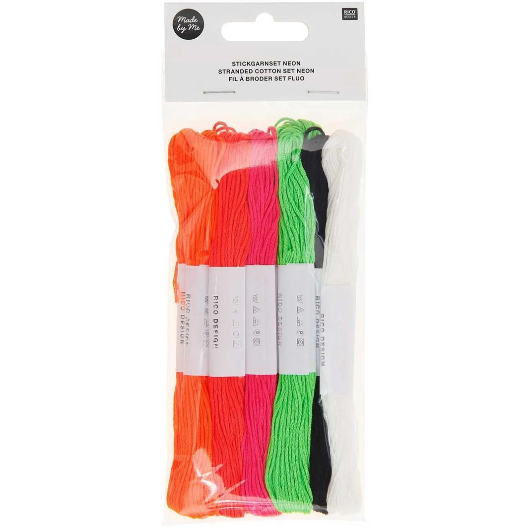 Stickgarn-Set 6-fädig - Neon - 10-teilig - Rico Design