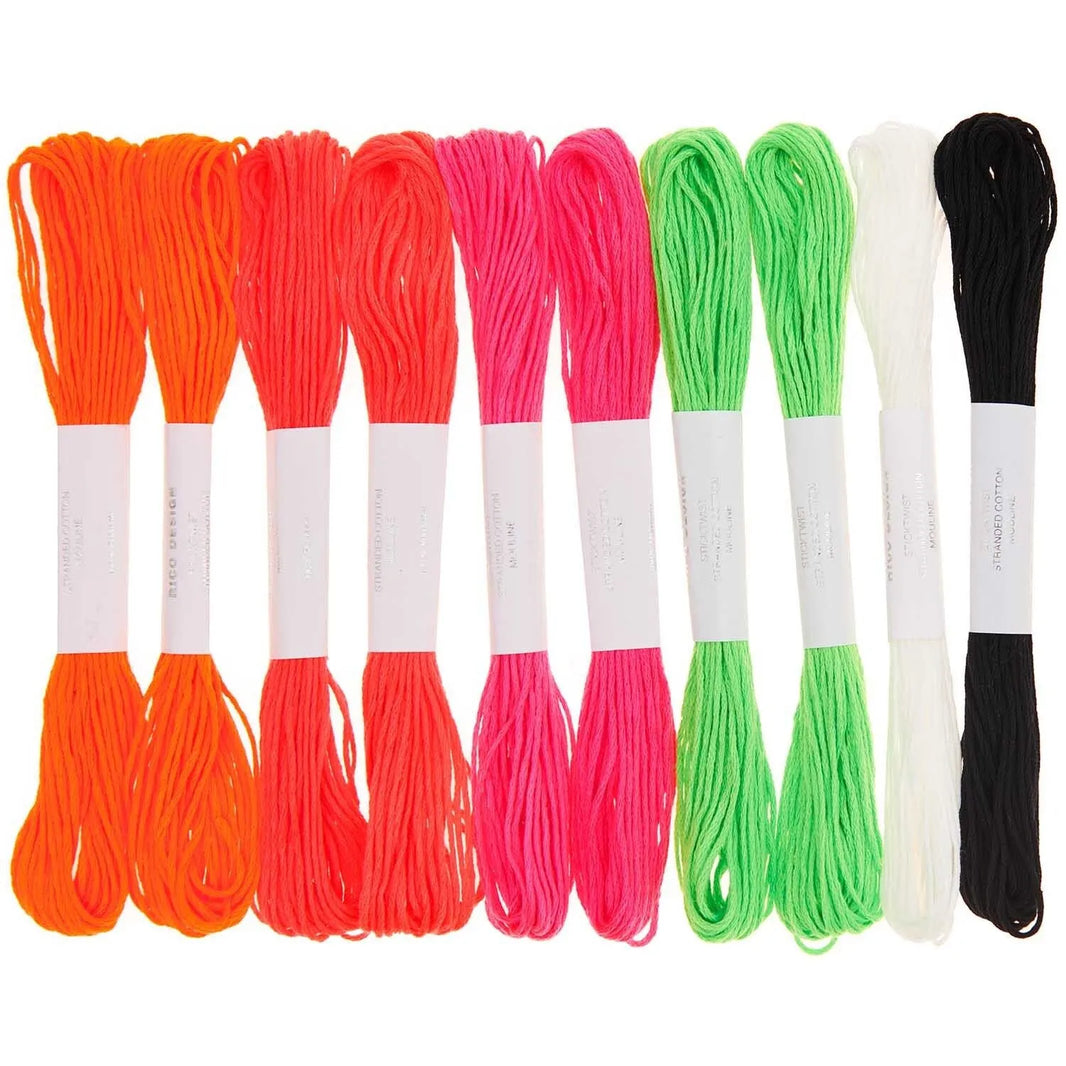 Stickgarn-Set 6-fädig - Neon - 10-teilig - Rico Design