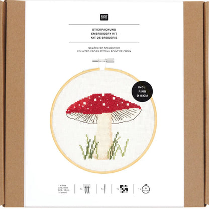 Embroidery Set - Mushroom - Cross Stitch - 15cm - Rico Design